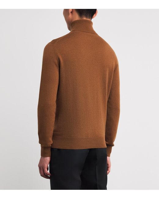 Isaia Brown Cashmere Rollneck Sweater for men