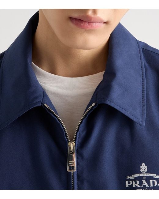 Prada Blue Technical Cotton Zip-Up Blouson Jacket for men