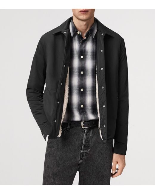 AllSaints Black Longhaul Shacket for men