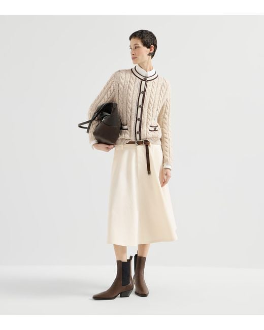 Brunello Cucinelli Natural Cable-Knit Cardigan
