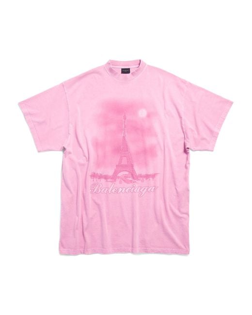 Balenciaga Oversized Paris Moon T-Shirt in Pink for Men | Lyst