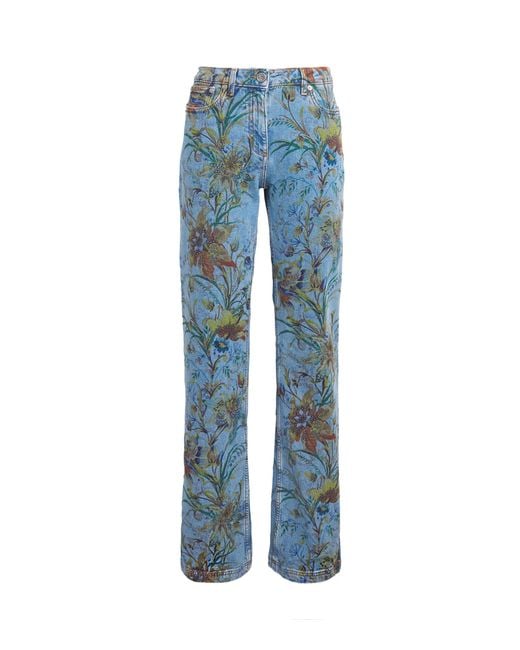 Etro Blue Floral Flare Jeans