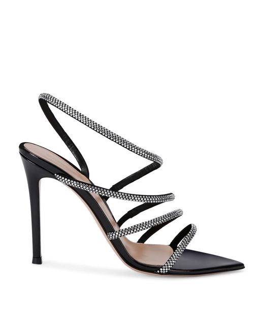 Gianvito Rossi Metallic Crystal Ettie Heeled Sandals 105