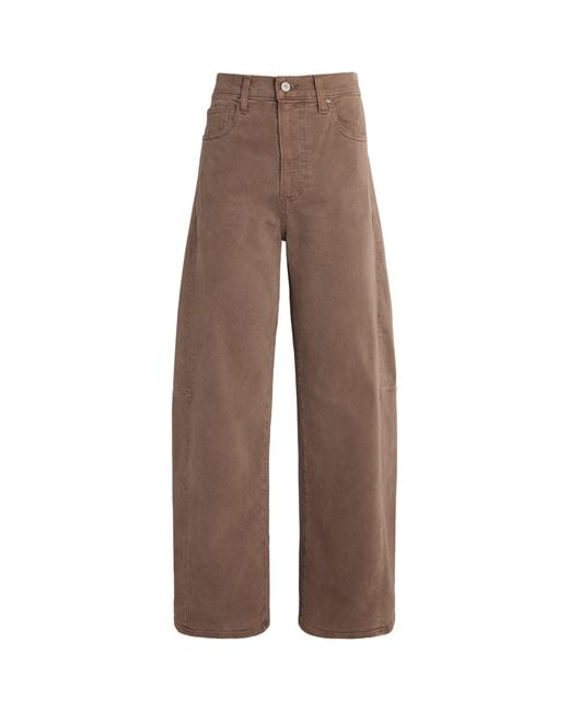PAIGE Brown Arellia Skimmer High-Rise Wide-Leg Jeans