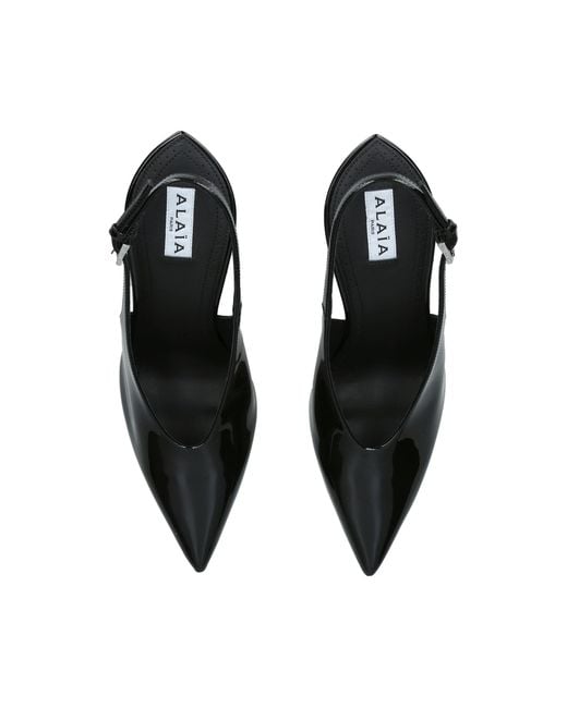 Alaïa Black Patent Leather Clog Wedge Slingback Pumps 120