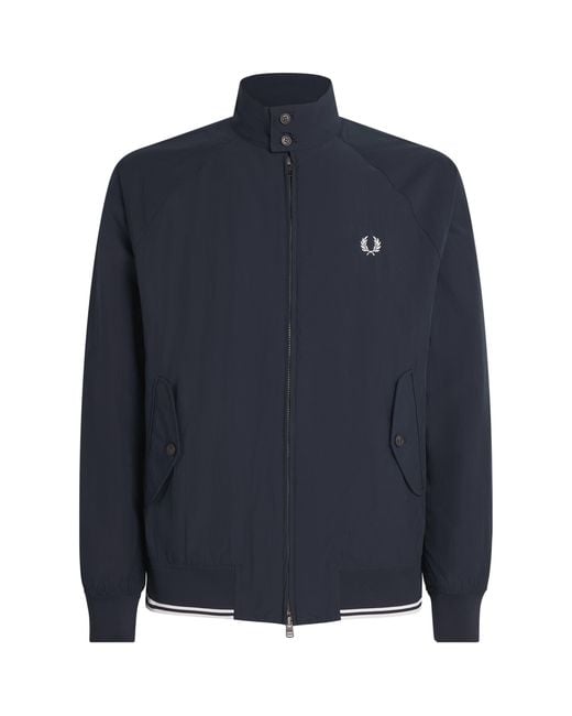 Fred Perry Blue Crinkle Harrington Jacket for men