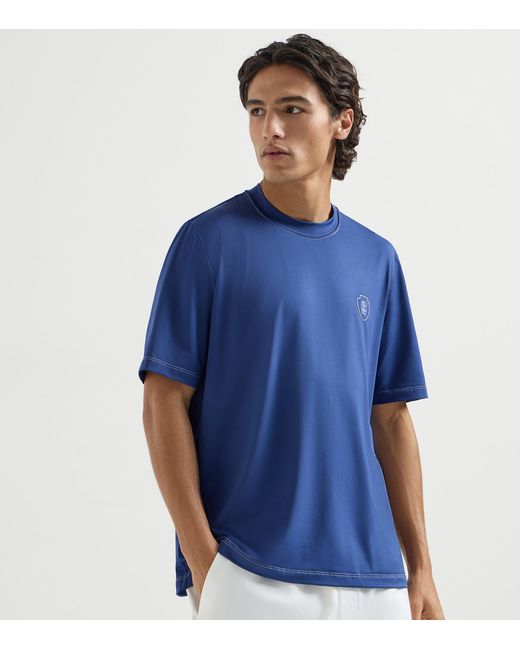 Brunello Cucinelli Blue Technical Crest T-Shirt for men