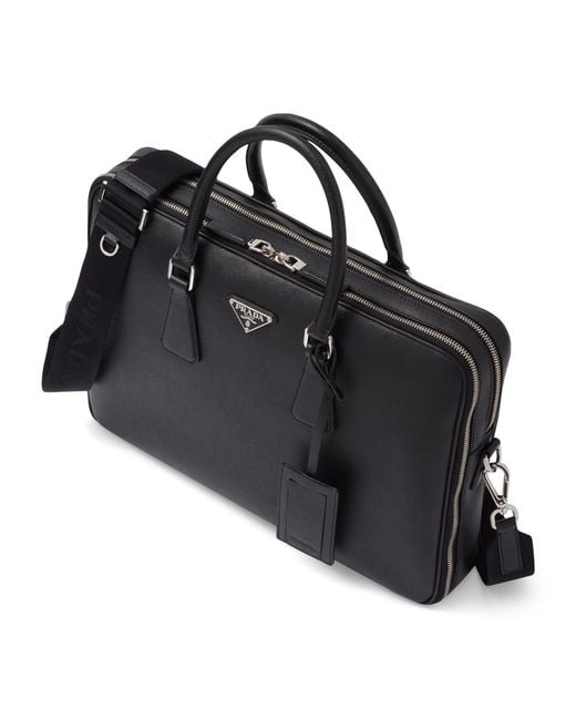 Prada Black Saffiano Leather Briefcase for men