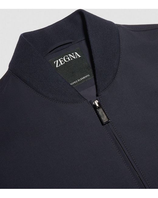 Zegna Blue Trofeo Elements Wool Bomber Jacket for men