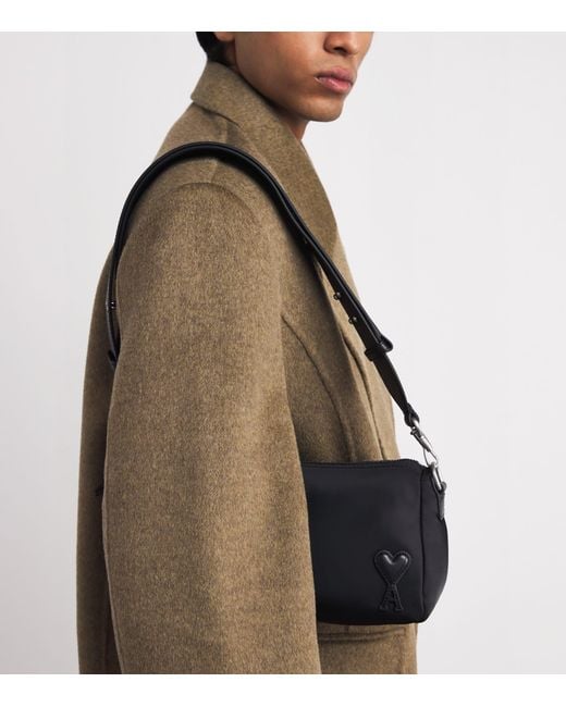 AMI Black Canvas Marcel Messenger Bag for men