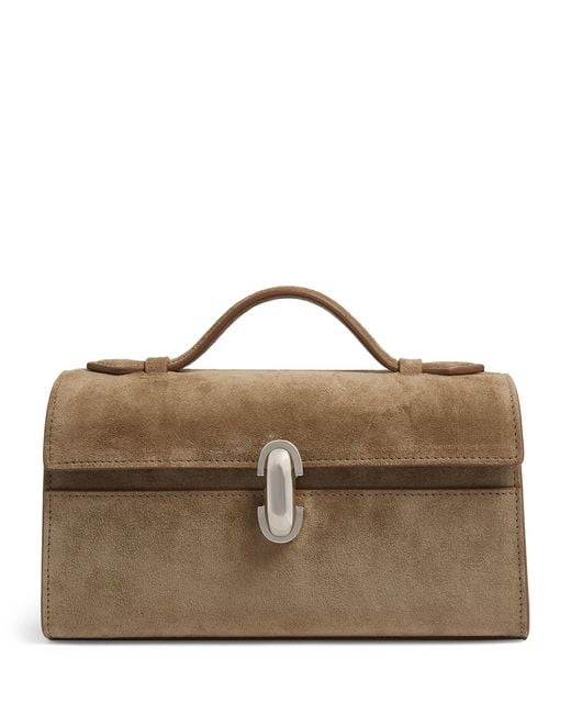 SAVETTE Brown Suede Symmetry Top-handle Bag