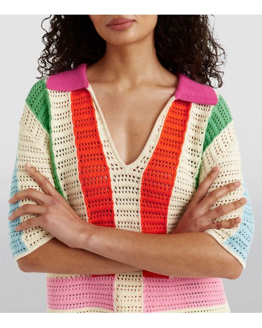 Chinti & Parker Pink Organic Cotton Crochet Capri Shirt