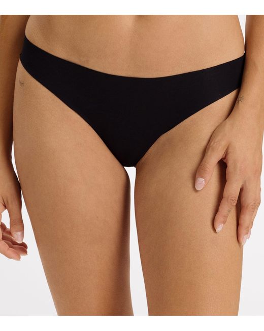 Hanro Black Invisible Cotton Thong