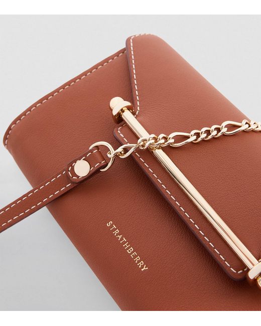 Strathberry Brown Leather Multrees Chain Wallet