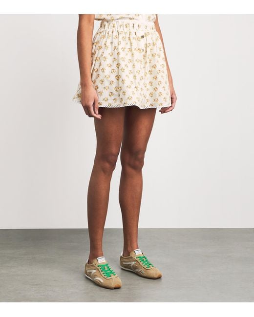 Maje Natural Printed Button-Front Mini Skirt