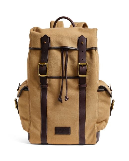 Polo Ralph Lauren Brown Canvas Leather-trim Backpack for men