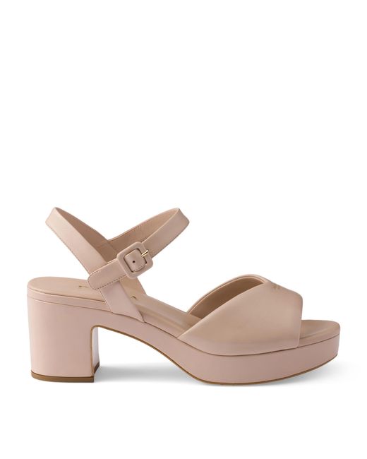 Prada Pink Leather Padded Heeled Sandals 65