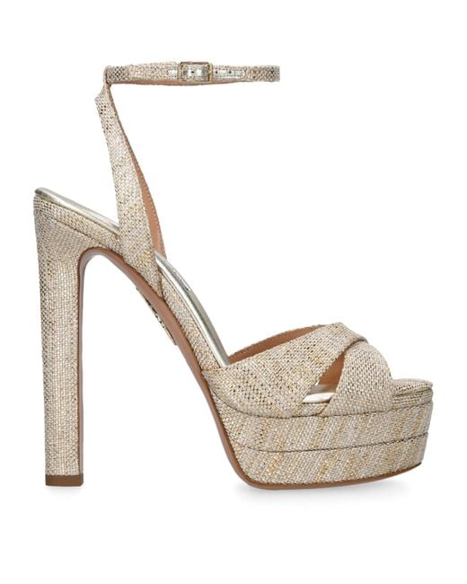 Aquazzura Metallic Divine Plateau Platform Sandals 130
