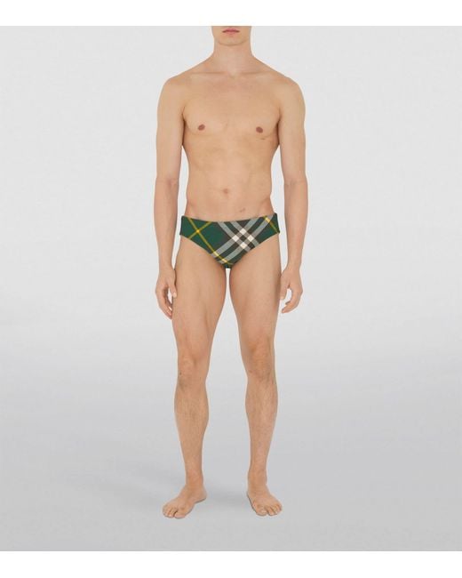 Burberry Green Check Swim Briefs for men