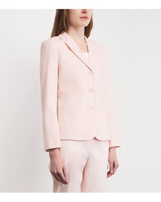 Theory Pink Linen-Blend Single-Breasted Blazer