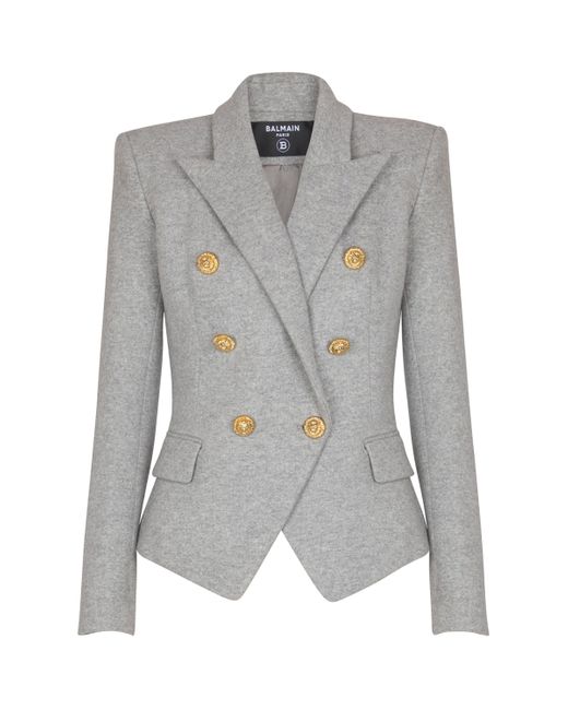 Balmain Gray Cotton Knit 6-Buttons Jacket