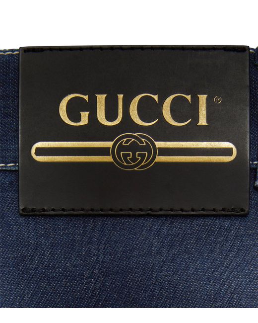 Gucci Blue Gg-Cuff High-rise Wide-leg Jeans