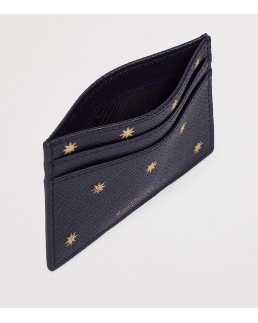 Smythson Blue Panama Leather Stars Card Holder