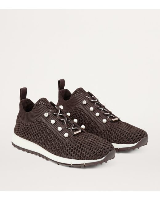 Jimmy Choo Brown Embellished Veles Sneakers