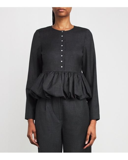 Claudie Pierlot Black Long-Sleeve Peplum Shirt