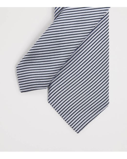 Giorgio Armani White Silk-Blend Stripe Tie for men