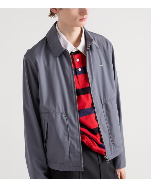 Prada Gray Technical Cotton Zip-Up Blouson Jacket for men