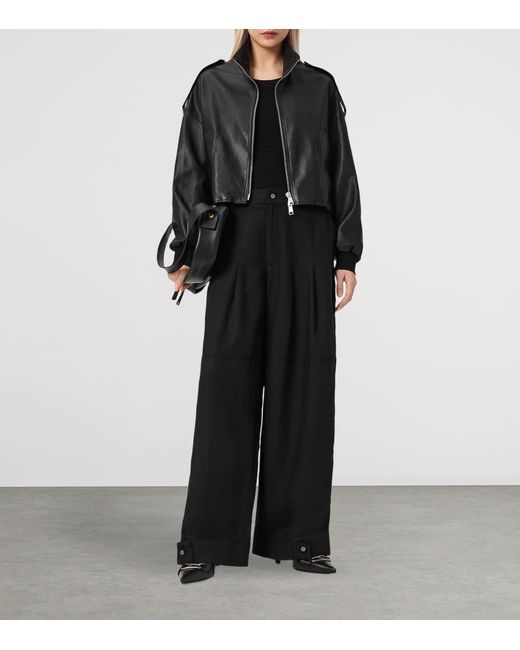AllSaints Black Sherell Wide-Leg Trousers