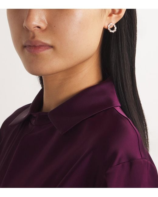 Suzanne Kalan Metallic And Diamond Classic Mini Sideways Hoop Earrings