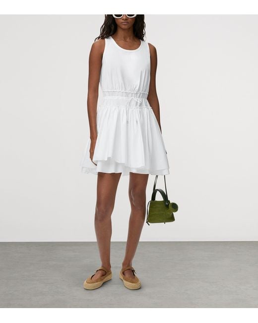 Loewe White X Paula's Ibiza Cotton Poplin Ruched Mini Dress