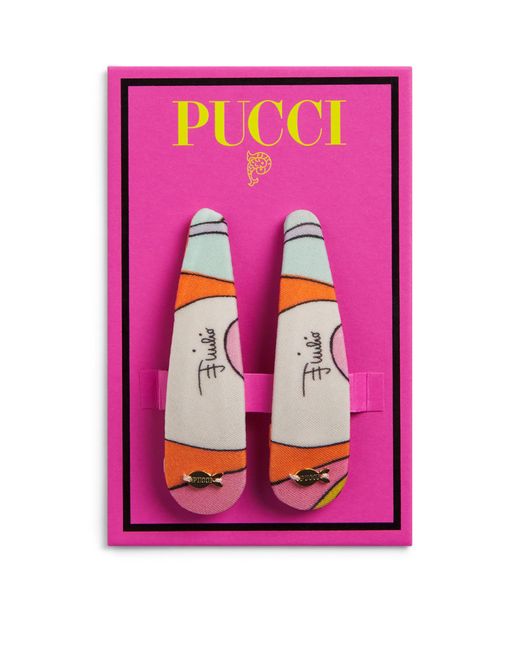 Emilio Pucci Pink Printed Hair Clips