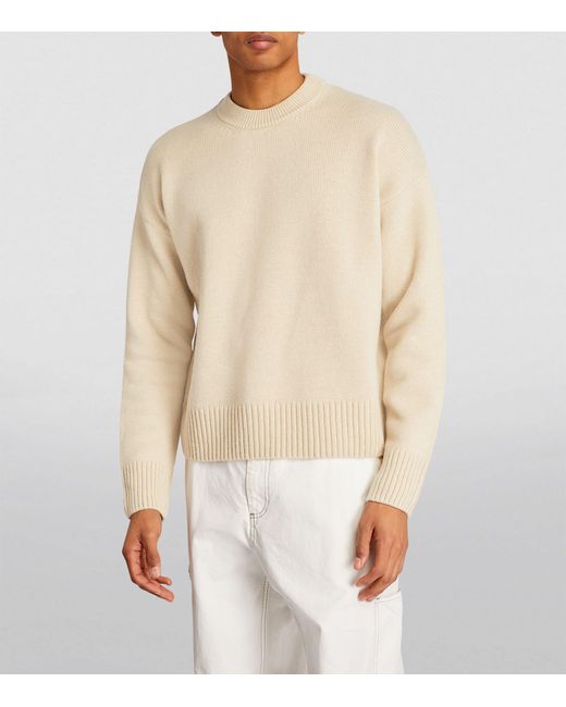AMI Natural Wool-cashmere Sweater for men