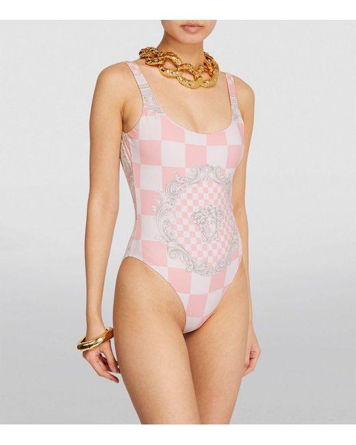 Versace Pink Medusa Contrasto Swimsuit