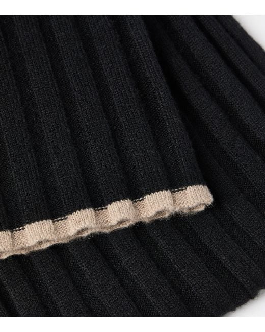 Brunello Cucinelli Black Cashmere Ribbed Scarf for men