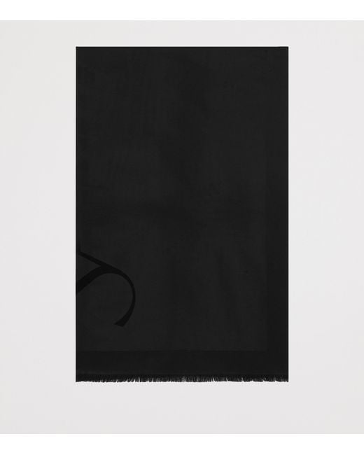 Saint Laurent Black Wool Logo Scarf