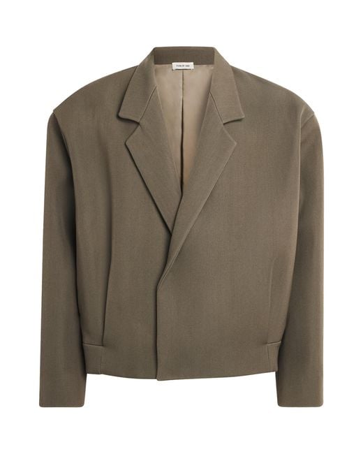 Fear Of God Green Virgin Wool-Cotton Cropped Blazer for men