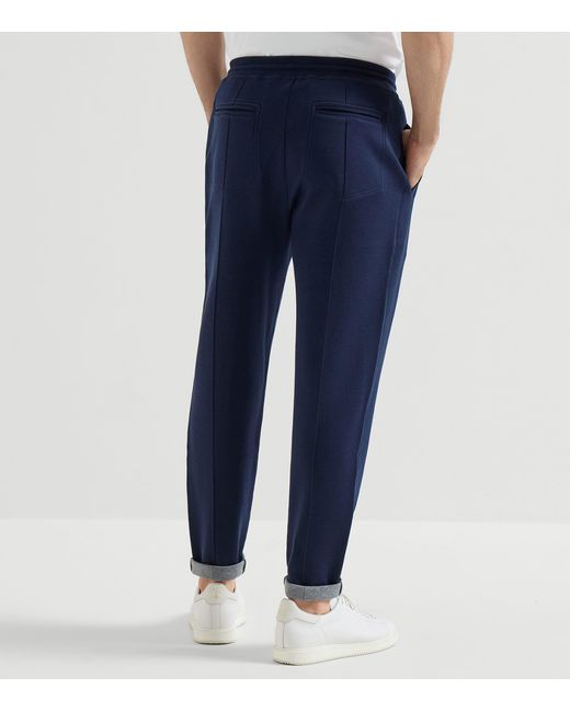 Brunello Cucinelli Blue Cotton-Blend French Terry Sweatpants for men