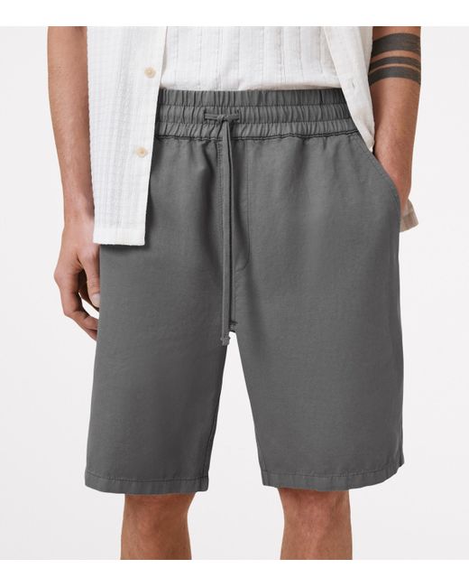 AllSaints Gray Cotton-Linen Hanbury Shorts for men