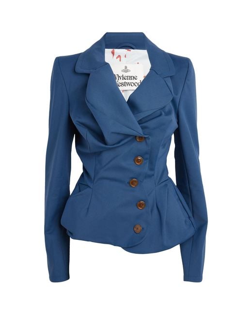Vivienne Westwood Blue Asymmetric Drunken Tailored Blazer