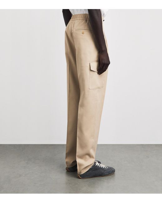 Isaia Natural Cotton-Silk Pleated Cargo Trousers for men