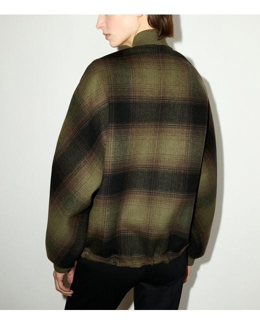 MAX&Co. Green Virgin Wool Plaid Bomber Jacket