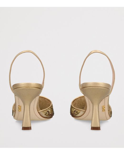 Rodo Metallic Rhinestone-Embellished Assia Slingback Heels 75