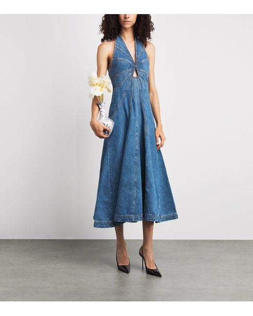 Cult Gaia Blue Rowyn Midi Denim Dress