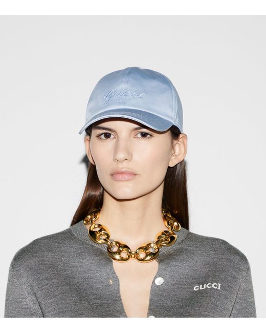 Gucci Blue Embroidered Baseball Cap for men