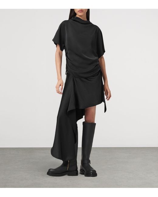 AllSaints Black Draped Leslie Top