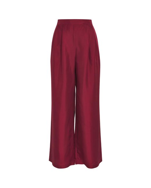 Asceno Red Silk Isola Trousers